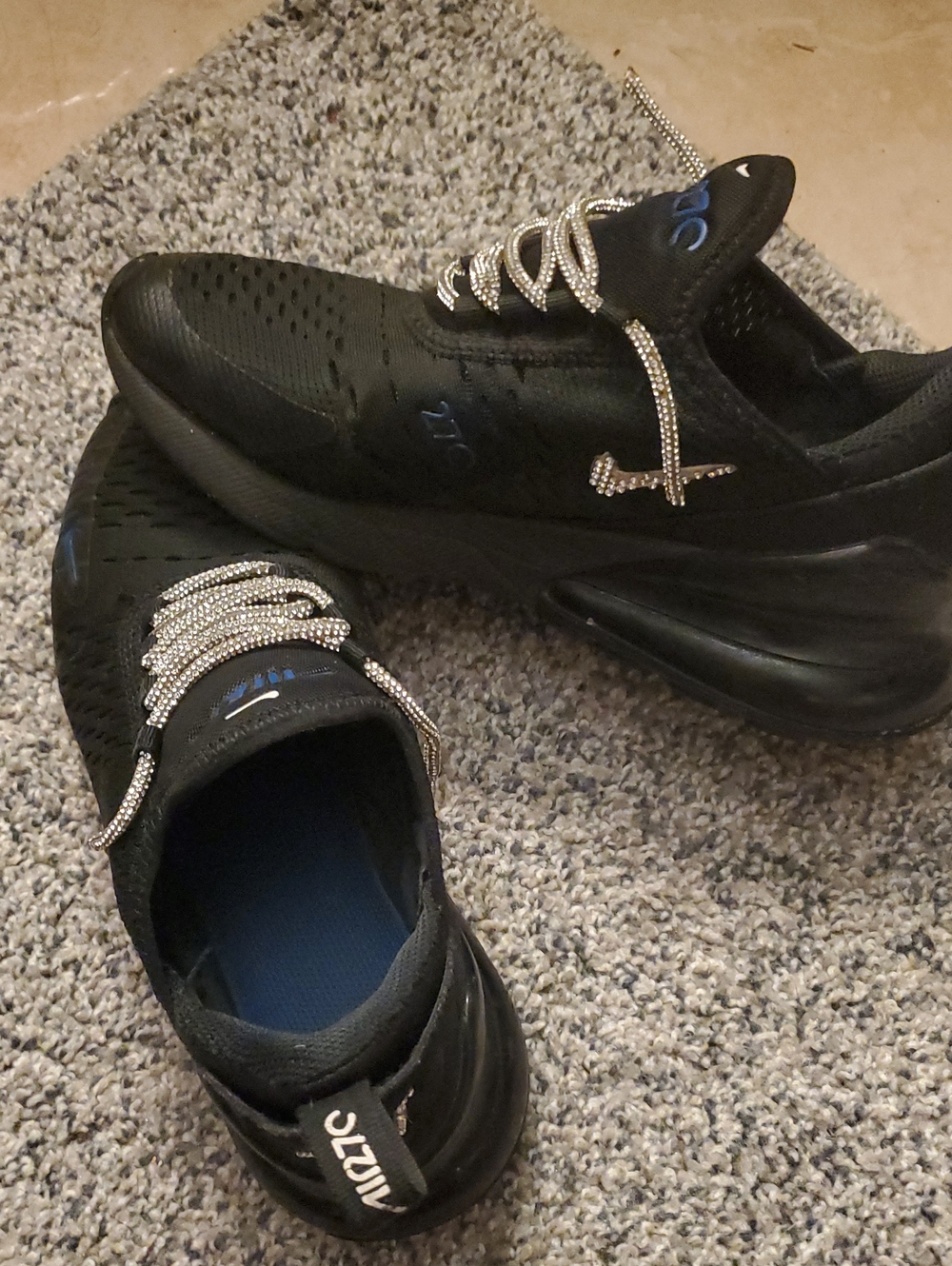 DIY NIKE AIR 270 WITH RHINDSTONE LACES/ACCENTS